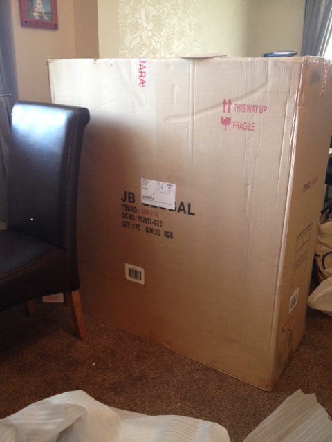 In with the boxes.